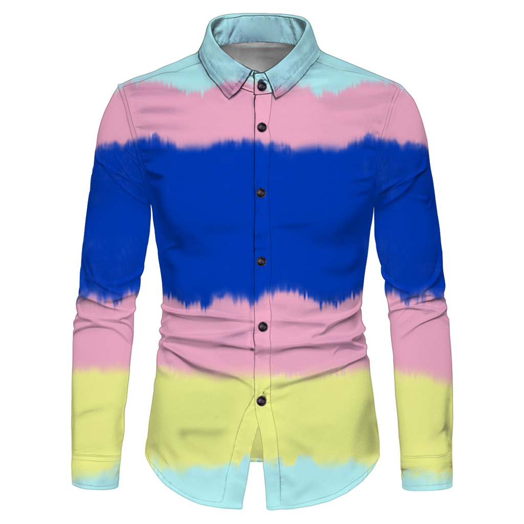 Men’s tie dye shirt casual button-up shirt - Shopping Market